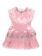 Сукня рожево-сіра в горох з декором | 3201871