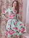 Платье ментолового цвета в цветочный принт | 2279027 | фото 2