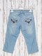 Капри голубые джинсовые с эффектом потертых | 2330917 | фото 2