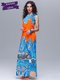 Платье оранжево-голубое в орнамент | 1627009