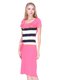 Платье розовое с контрастными вставками | 2302542