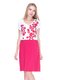 Сукня біло-рожева з принтом і аплікаціями | 2434168