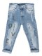 Капрі блакитні джинсові з ефектом потертих і рваних | 3077616