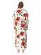Платье белое с цветочным принтом и эластичным поясом | 3315333 | фото 2
