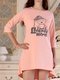 Рубашка ночная персикового цвета с принтом | 3898143 | фото 2
