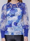 Блуза синяя в цветочный принт | 3956794 | фото 3