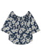 Блуза синяя с цветочным принтом | 4277461 | фото 2