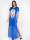 Сукня яскраво-синя з принтом | 4293994