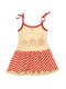 Сукня бежево-червона в смужку з принтом і рюшами | 1018613 | фото 2