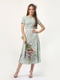 Платье бирюзовое в цветочный принт | 4365905 | фото 3
