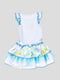 Платье бело-голубое в принт | 1764808 | фото 2