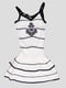 Платье белое в полоску с декором | 954475