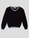 Пуловер темно-синий с контрастной отделкой | 1800757