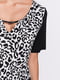 Блуза черно-белая с анималистическим принтом | 4505950 | фото 4