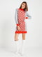 Платье серо-красное с шахматную клетку | 4574914