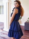 Платье с рюшами синего цвета | 4555878 | фото 4