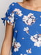Блуза голубая в цветочный принт | 4527869 | фото 3