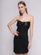 Платье черное комбинированное с бретелью-петлей | 434151