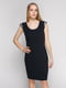 Сукня чорна з декорованим міні-рукавом | 402778