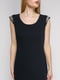 Сукня чорна з декорованим міні-рукавом | 402778 | фото 3