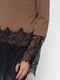 Блуза коричневая с кружевом | 2994716 | фото 3