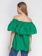 Блуза зеленая с открытыми плечами | 2293422 | фото 2
