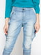 Капри голубые джинсовые с эффектом потертых | 2221269 | фото 4