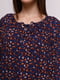 Блуза синяя с цветочным принтом | 3966902 | фото 3
