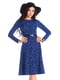 Сукня синього кольору в принт з поясом | 4669527 | фото 3