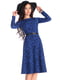 Сукня синього кольору в принт з поясом | 4669527 | фото 5