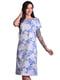 Платье сине-белое с цветочным принтом | 3178240 | фото 6