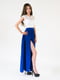 Сукня-максі біло-синя з вирізом | 5035099