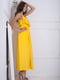 Сукня жовта з тонкими бретелями та шлейфом до підлоги | 5036339 | фото 2