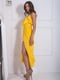 Платье желтое с тонкими бретелями и шлейфом к полу | 5036339 | фото 3