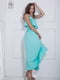 Сукня м'ятного кольору з тонкими бретелями та шлейфом до підлоги | 5036340 | фото 3