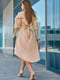 Платье светло-кофейного цвета с вышивкой | 5100658 | фото 4