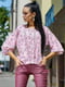 Блуза розовая в цветочный принт | 5106869