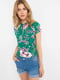 Блуза зеленая с цветочным принтом | 5099198