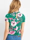 Блуза зеленая с цветочным принтом | 5099198 | фото 2