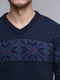 Пуловер темно-синий с орнаментом | 5245998 | фото 3