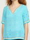 Блуза бирюзовая с принтом | 5308515 | фото 4