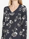 Блуза темно-серая с цветочным принтом | 5308575 | фото 3