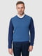 Пуловер синий в гусиную лапку | 5309731