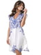Платье пляжное бело-синее с принтом | 5363128 | фото 3