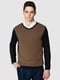 Пуловер черно-коричневый в гусиную лапку | 5366212