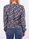 Блуза темно-синяя в цветочный принт | 5369550 | фото 2