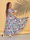 Платье бирюзовое в цветочный принт | 5423529 | фото 3