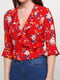 Блуза красная в цветочный принт | 5465036 | фото 3