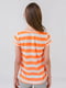 Блуза оранжева у смужку з принтом | 5510874