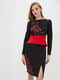 Сукня чорно-червоного кольору з квітковою вишивкою | 5514372 | фото 2